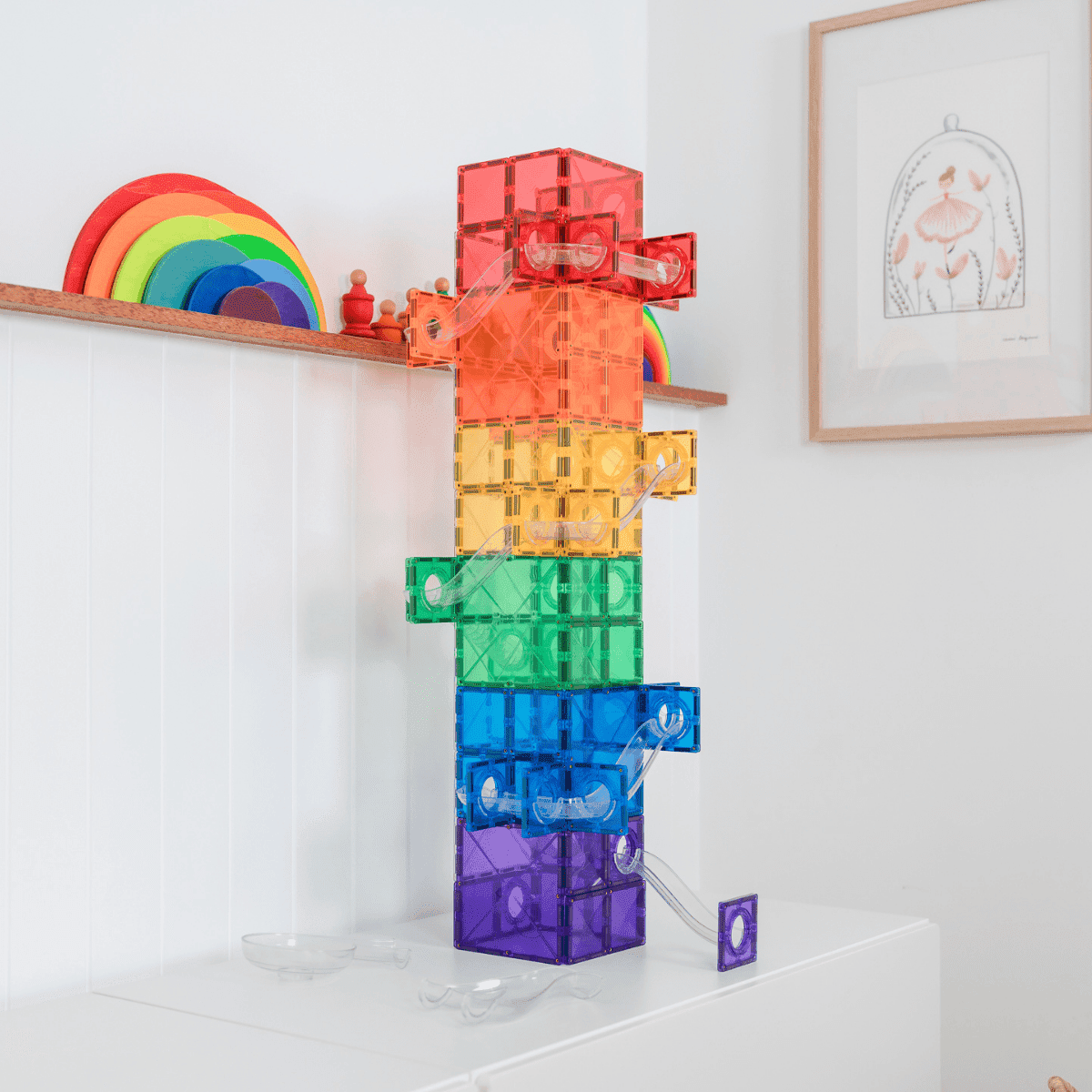 Connetix Rainbow Super Ball Run Pack, 134 Pieces — tall ball run tower