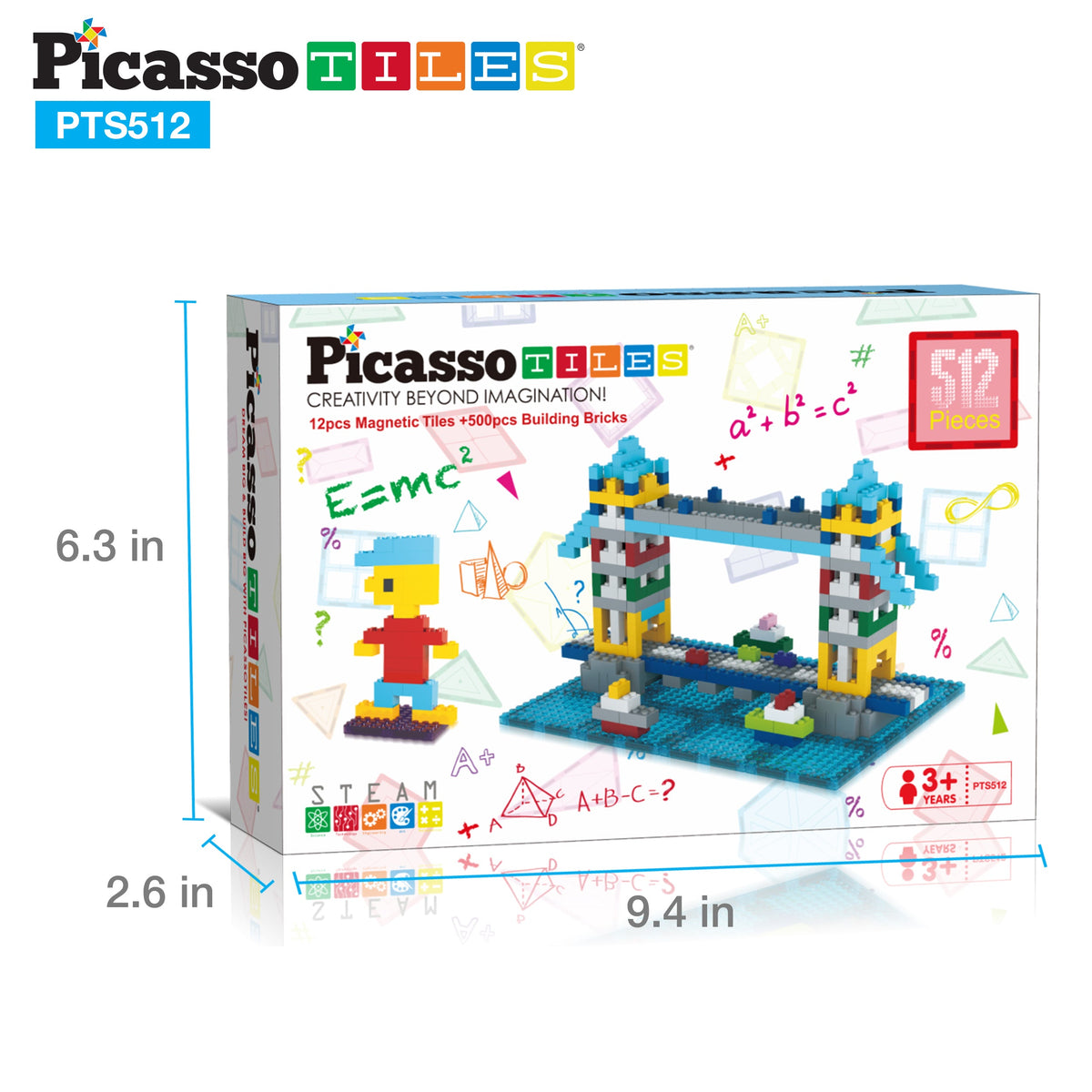 PicassoTiles 512pc tile and brick set packaging