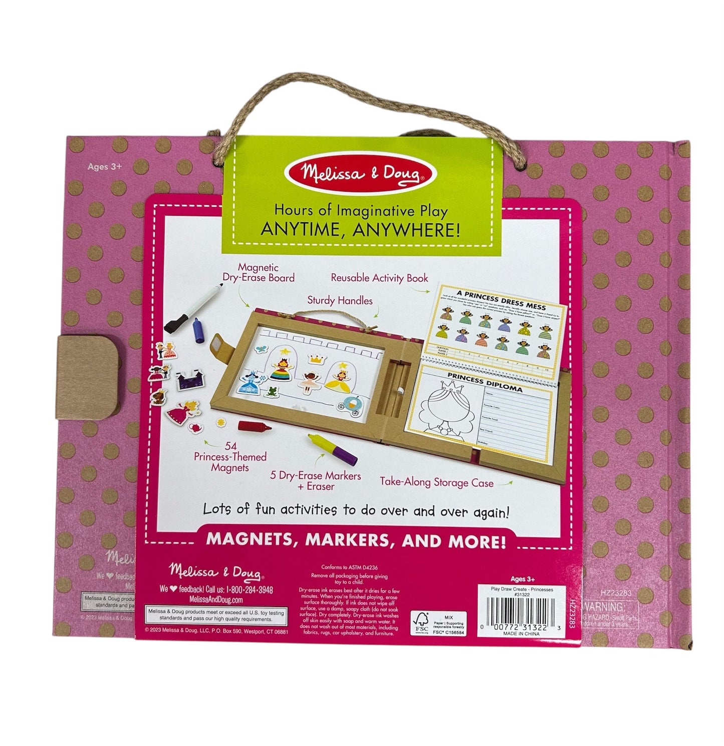 Melissa & Doug Princesses Play Draw Create Reusable Drawing & Magnet Kit 31322
