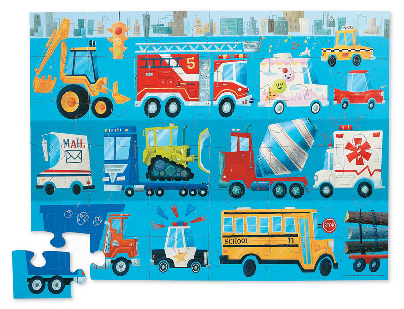 Crocodile Creek 36-Piece Floor Puzzle - Vehicles (40736) — finished puzzle