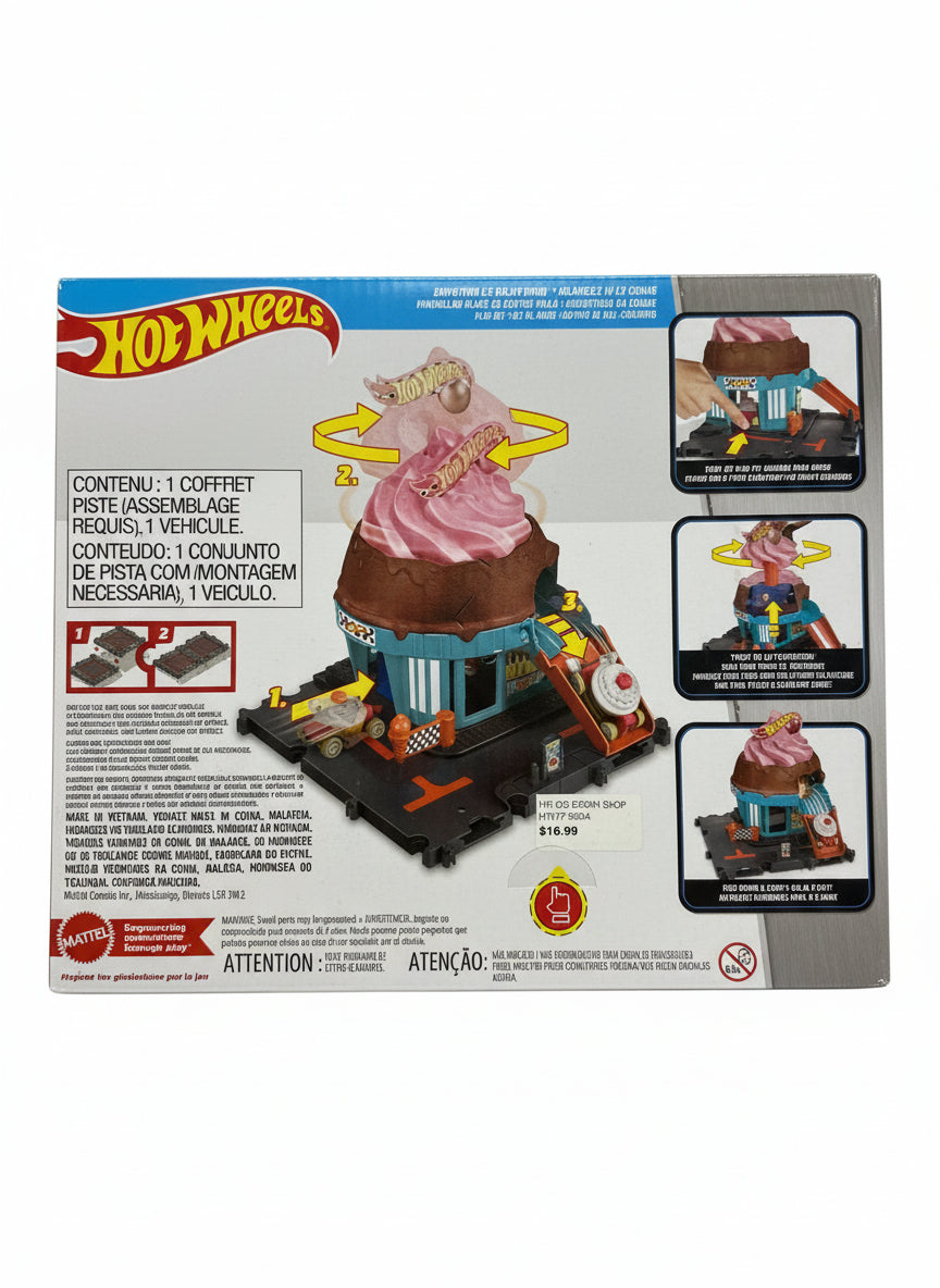 Mattel Hot Wheels City Downtown Ice Cream Swirl Track Set HTN77