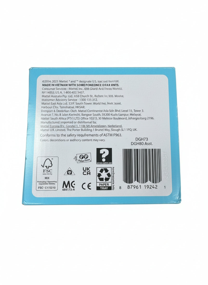 Back of a product packaging with labels and text on a wooden surface