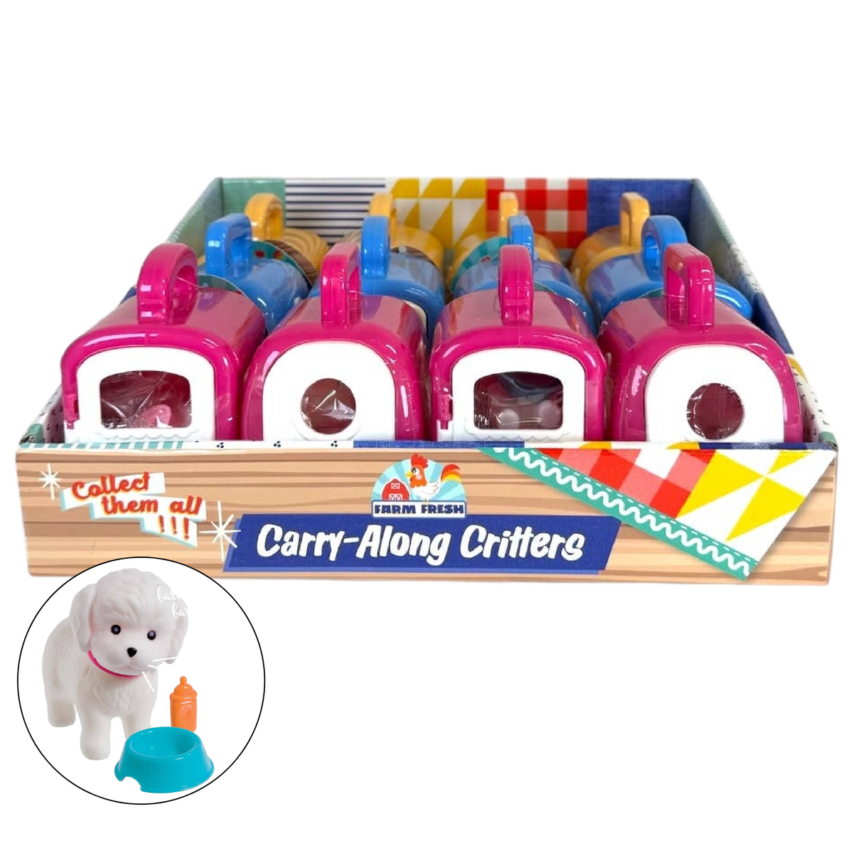 Toysmith Carry-Along Critters pet in carrier