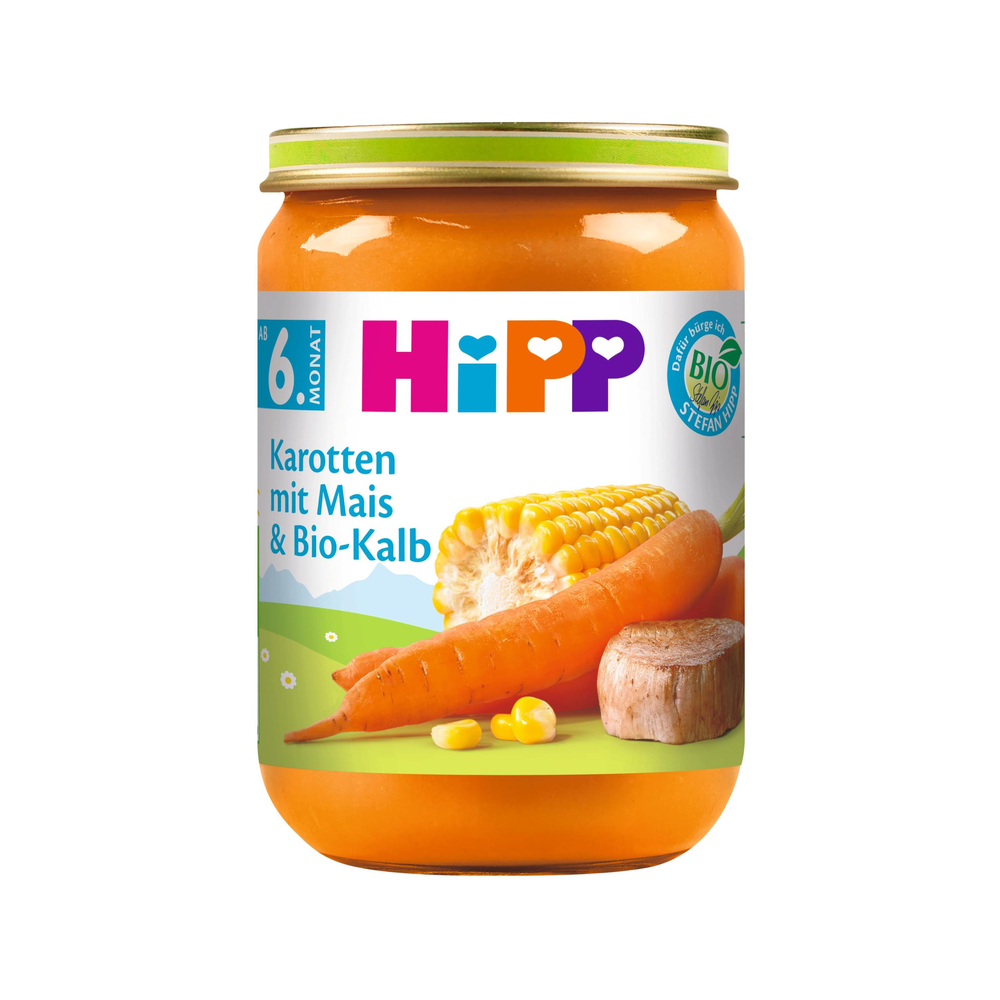 HiPP Carrots with Corn and Organic Veal Puree 190 g