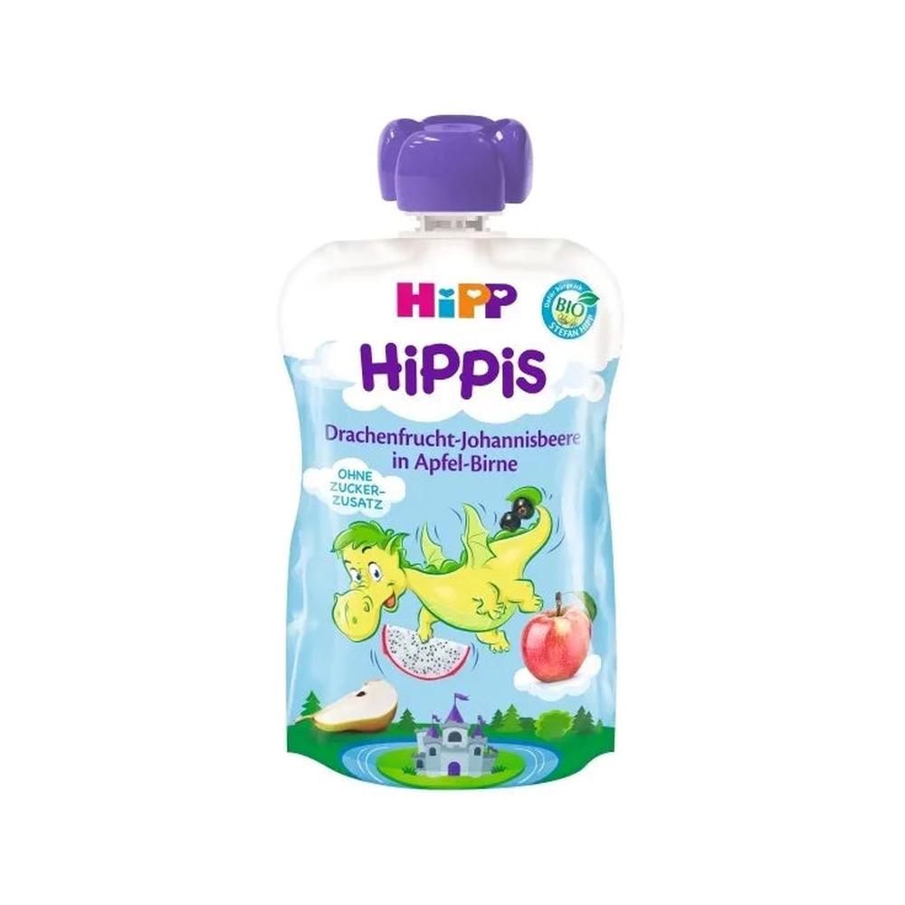 HiPP Hippis Apple, Pear, Pitahaya & Blackcurrant Puree 100 g