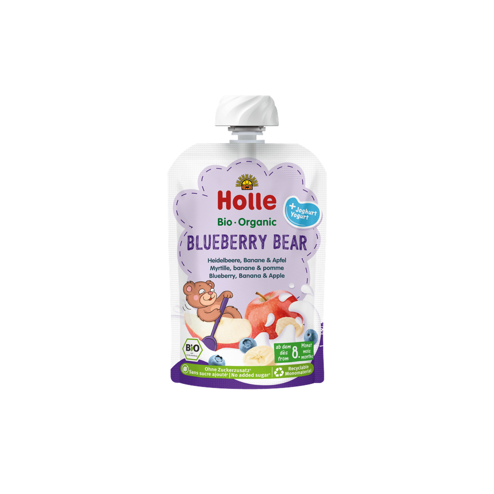 Holle Blueberry Bear - Pouch Blueberries, apple & banana with yogurt 85 g