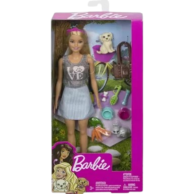 Barbie Doll & Pets Playset with Puppy & Bunny (FPR48)