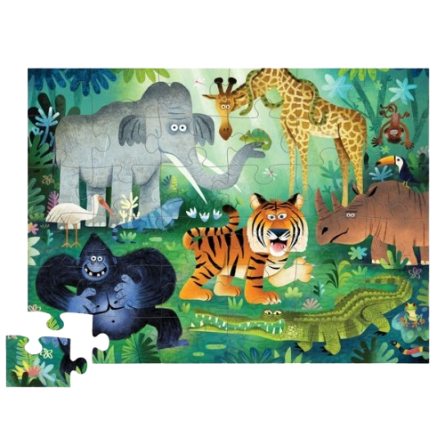 Crocodile Creek 36-Piece Shaped Box Puzzle - Wild Kingdom