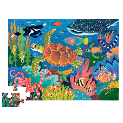 Crocodile Creek 36-Piece Foil Shaped Box Puzzle - Sea Turtle