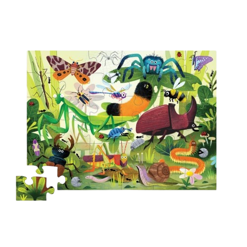Crocodile Creek 36-Piece Shaped Box Puzzle - Backyard Bugs