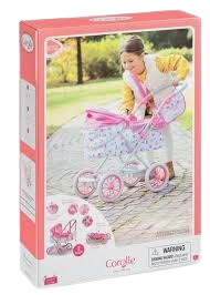 Corolle Pink Floral Doll Carriage — Fits 14"/17"/20" Dolls (141860)