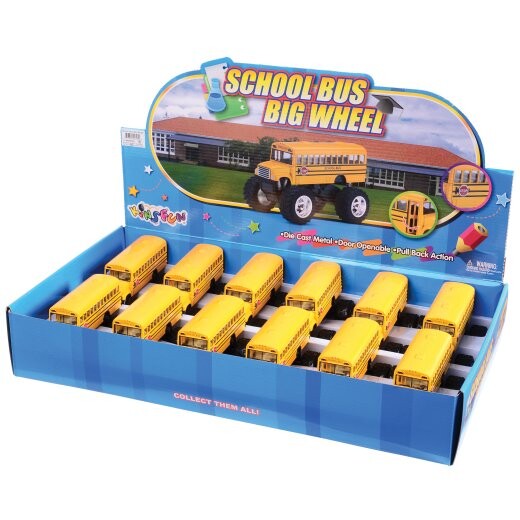 Kinsfun Monster School Bus Pull-Back Die-Cast (MX636) — store display box