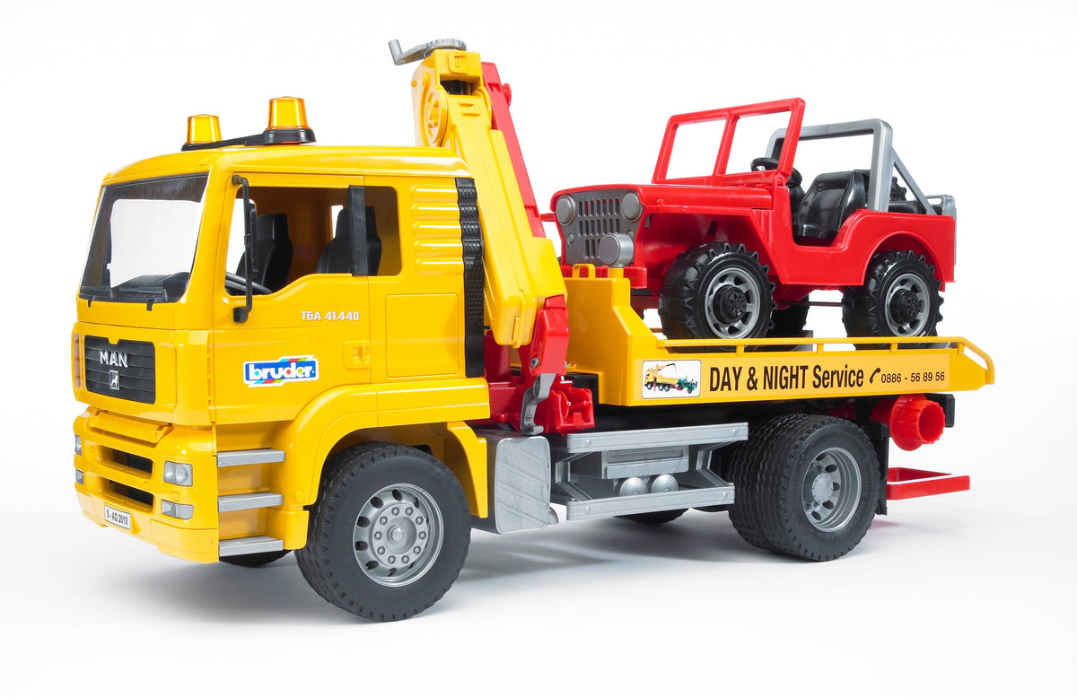 Bruder MAN TGA Breakdown Tow Truck with Cross Country Vehicle (02750)