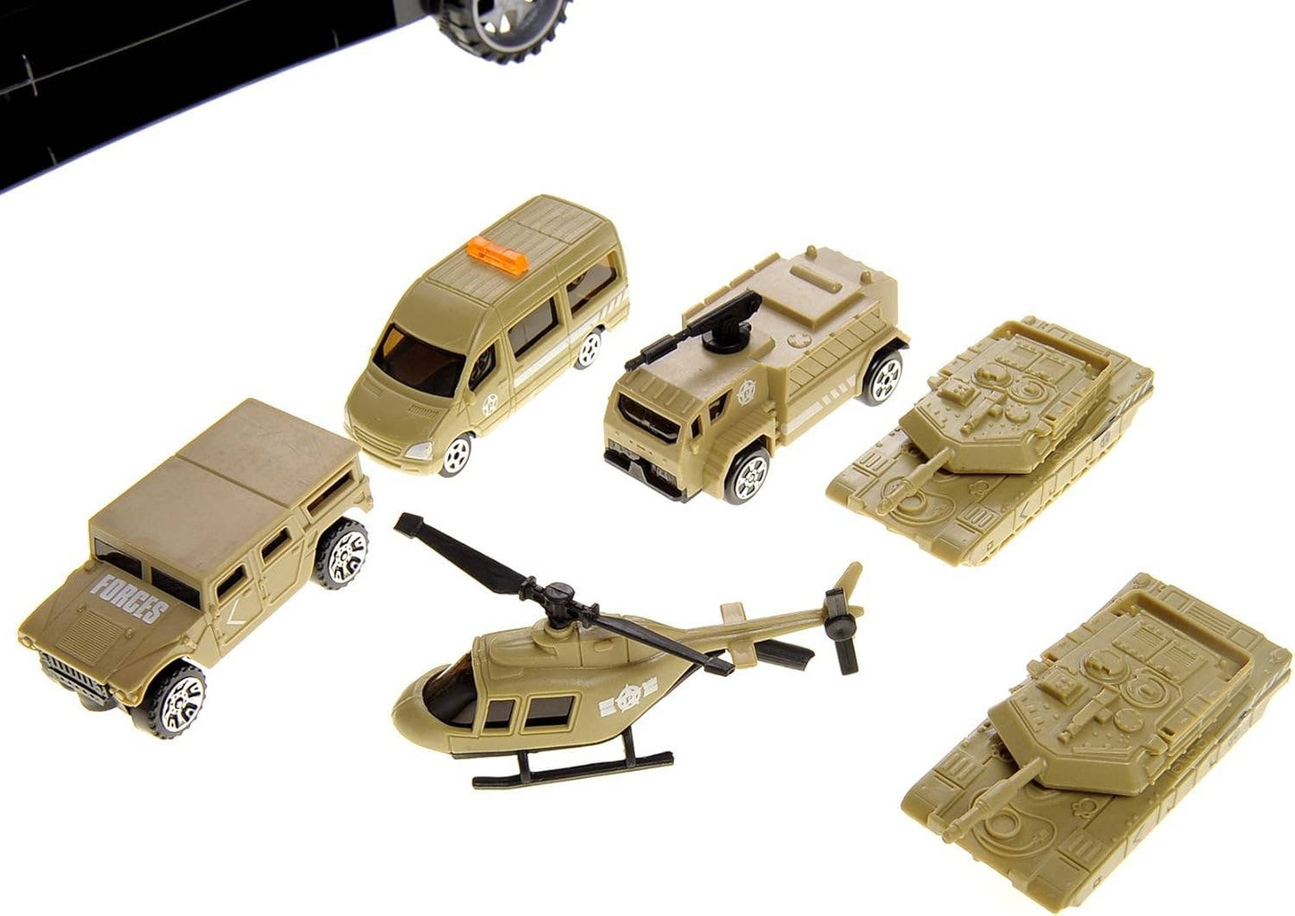 Military Transport Car Carrier With 6 Army Cars