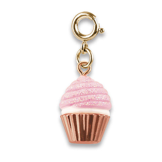 CHARM IT! Gold Pink Glitter Cupcake Charm (CICC1288)