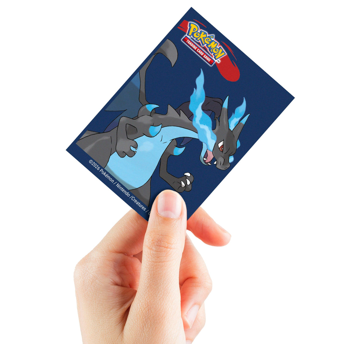 Mega Charizard X sleeves in hand