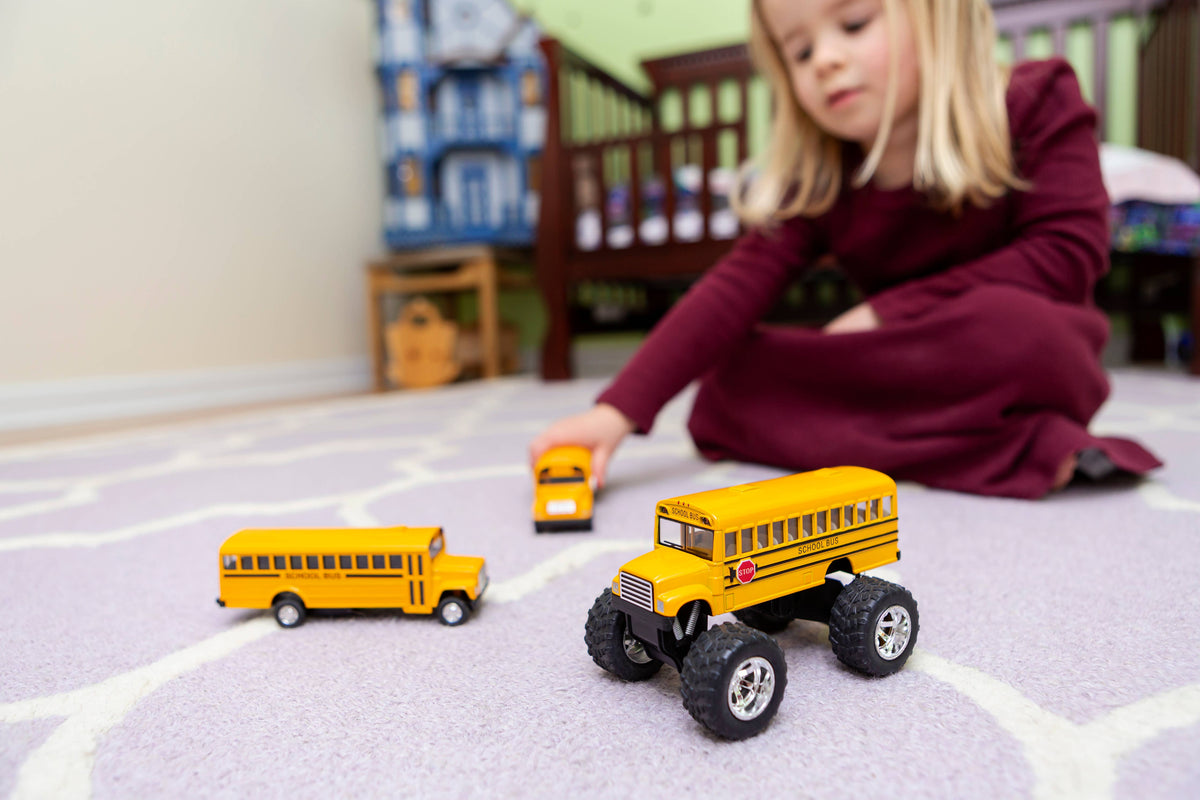 Toysmith Monster School Bus die-cast pull-back