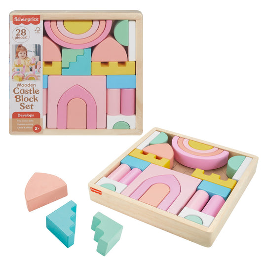Fisher-Price Wooden Castle Block Set, 28 Pieces (HXT80)
