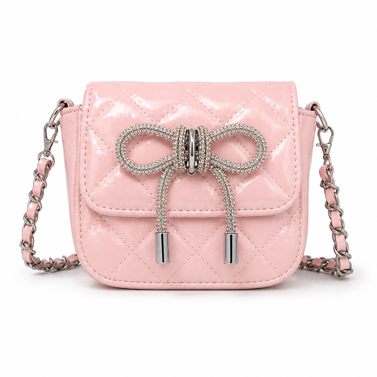 Tiny Treats quilted bow crossbody bag, pink