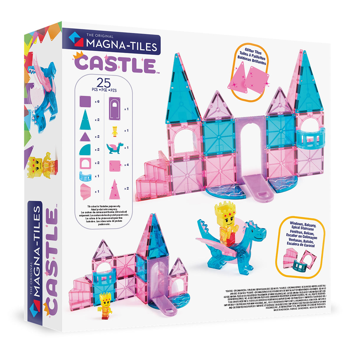 MAGNA-TILES Castle 25-Piece Set (242025CA) — box back with contents