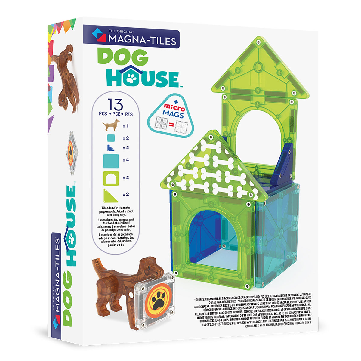 MAGNA-TILES Dog House 13-Piece Set (252013DH) — box back with contents