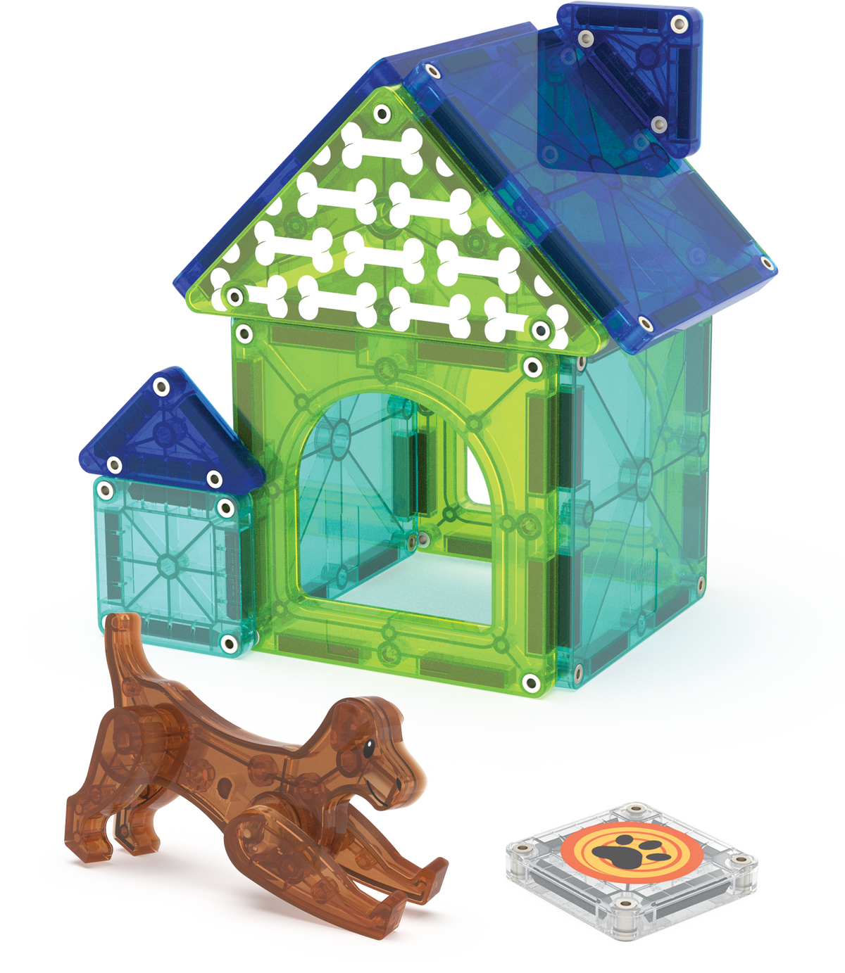 MAGNA-TILES Dog House 13-Piece Set (252013DH) — dog house build with dog figure
