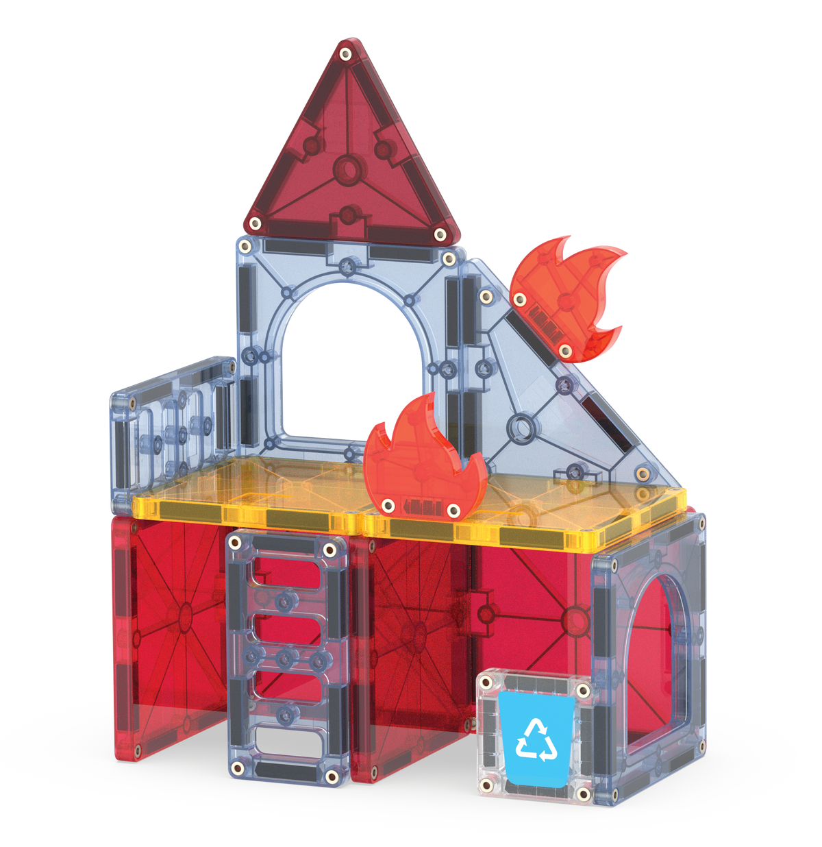MAGNA-TILES Fire Rescue 27-Piece Set (252027FR) — fire station build