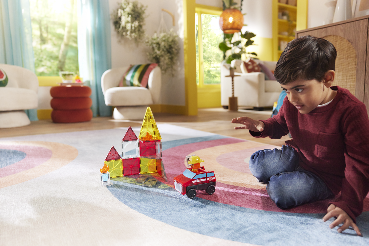 MAGNA-TILES Fire Rescue 27-Piece Set (252027FR) — child playing