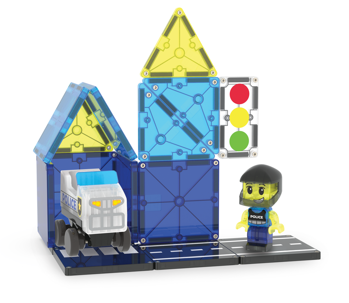 MAGNA-TILES Police Patrol 20-Piece Set (252020PO) — police patrol build