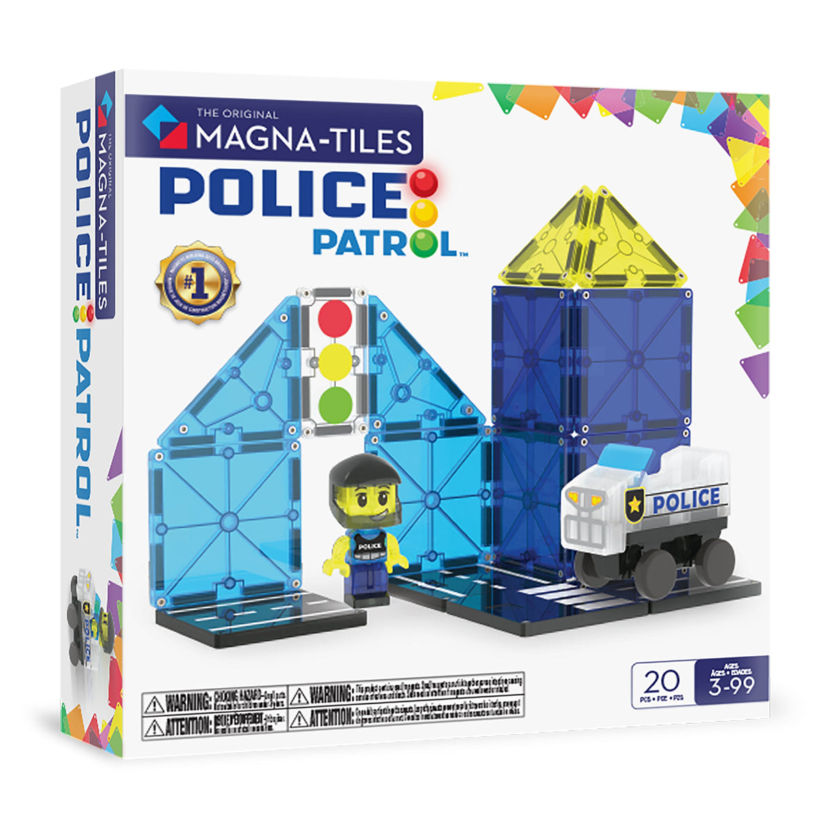 MAGNA-TILES Police Patrol 20-Piece Set (252020PO) — box