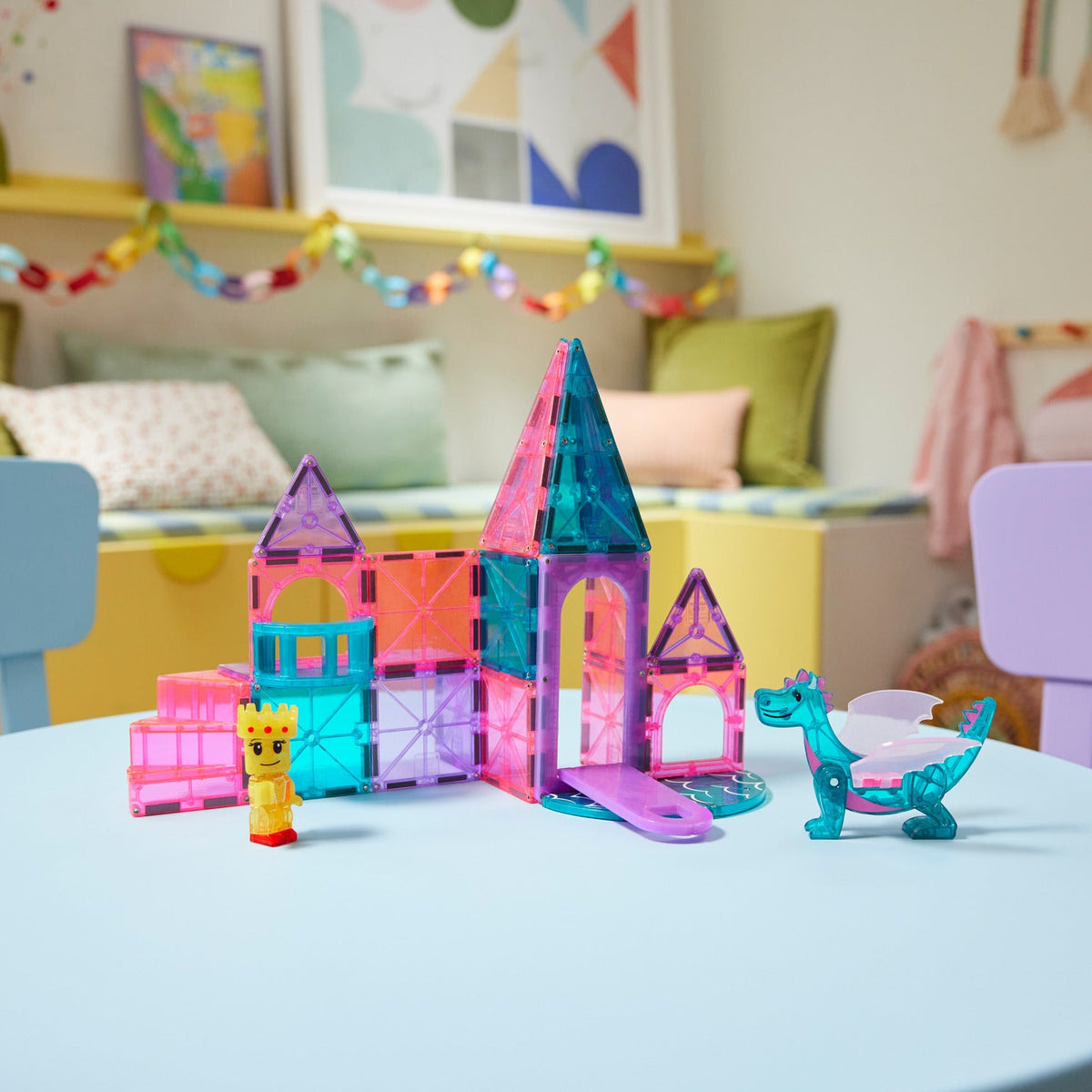 MAGNA-TILES Castle 25-Piece Set (242025CA) — castle play scene