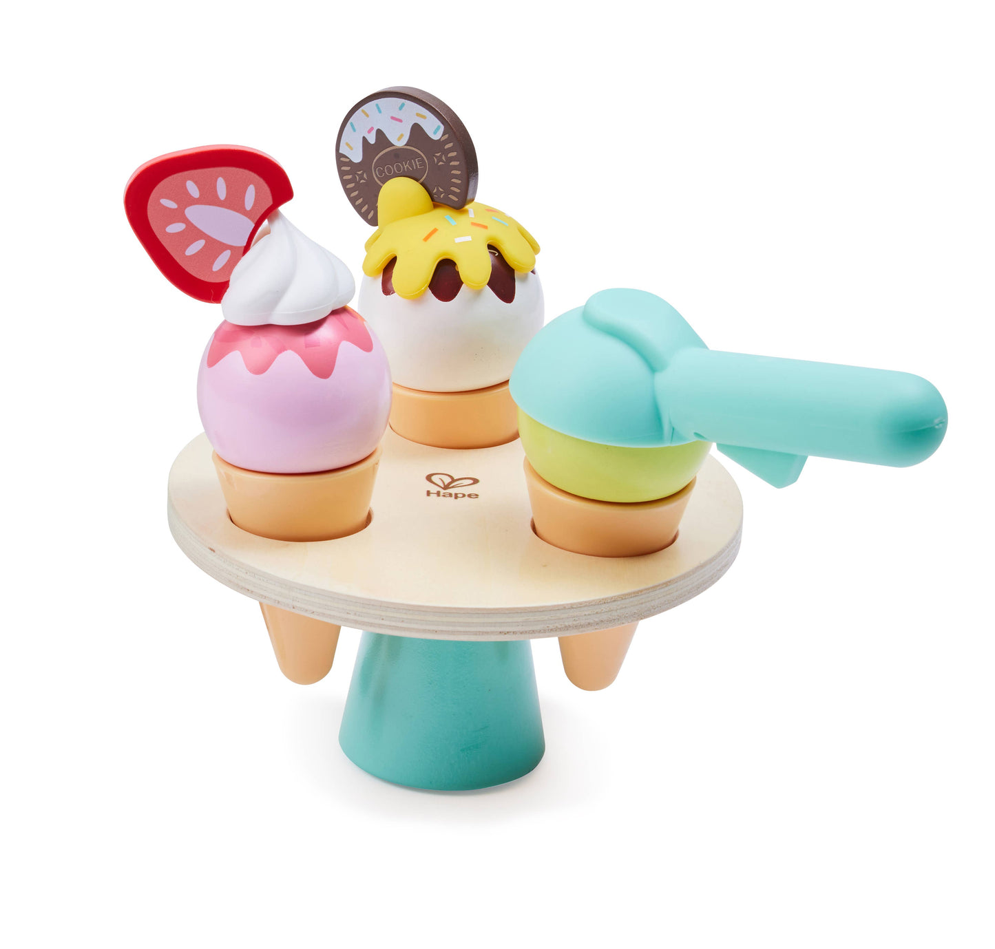 Wooden Ice Cream Parlor Play Set with Cones & Scoop