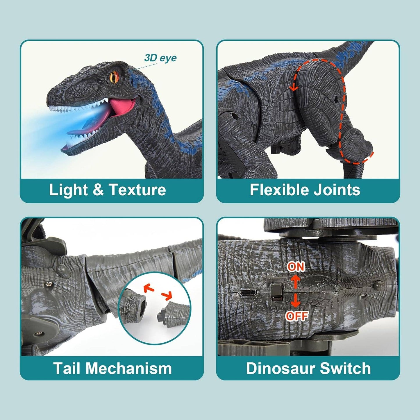 R/C Dino Jurassic Walking Roaring Tyrannosaurus Gray: Gray