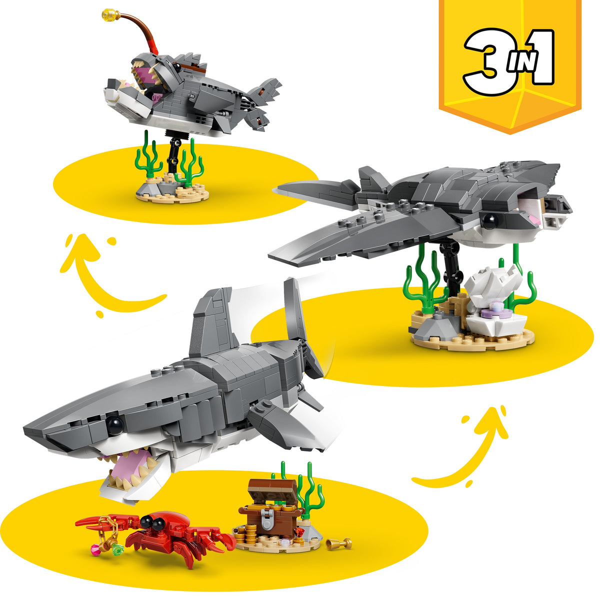LEGO Creator 3-in-1 Fierce Shark with a Treasure Chest (31381) detail view