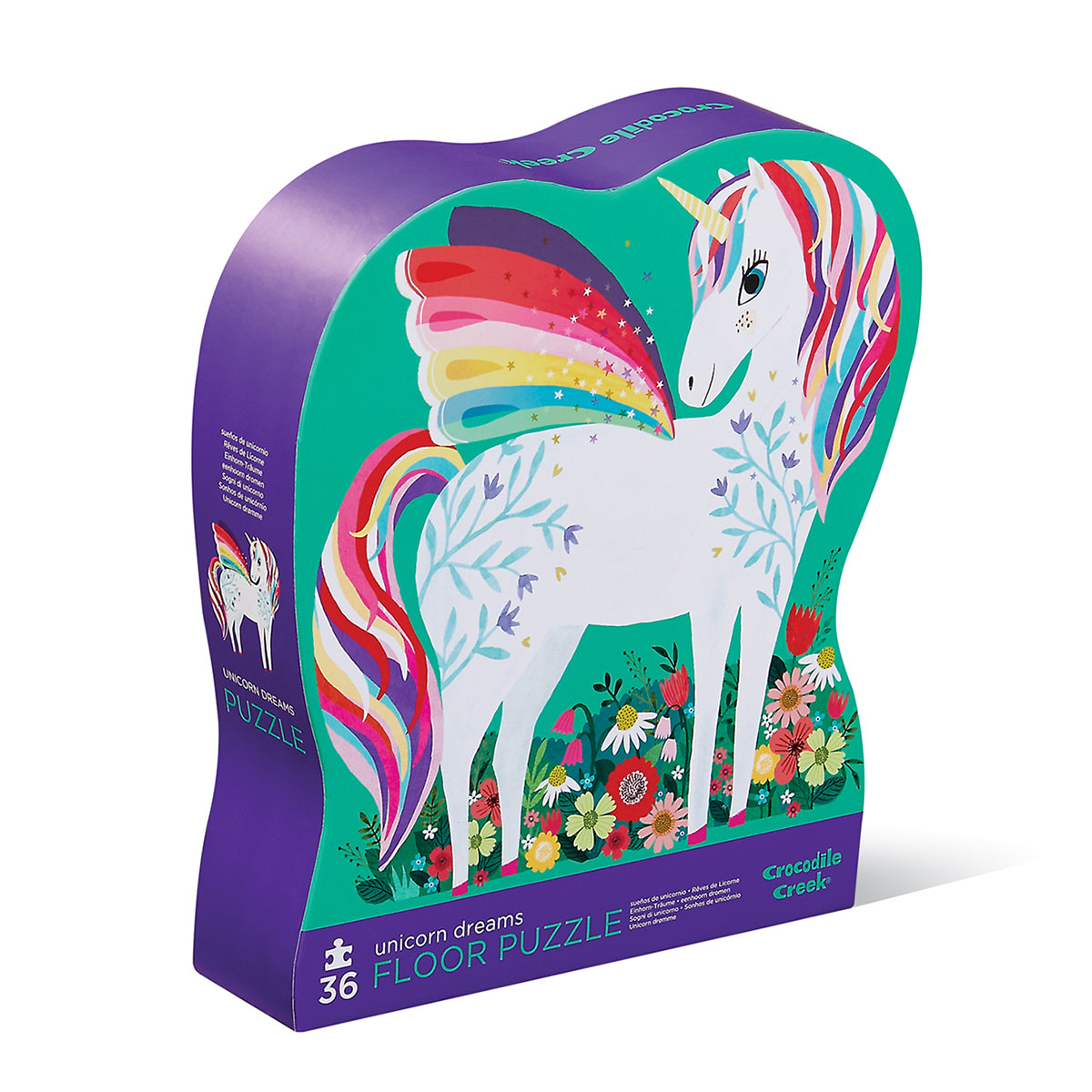Crocodile Creek 36-Piece Floor Puzzle - Unicorn Dreams (40775) — shaped box
