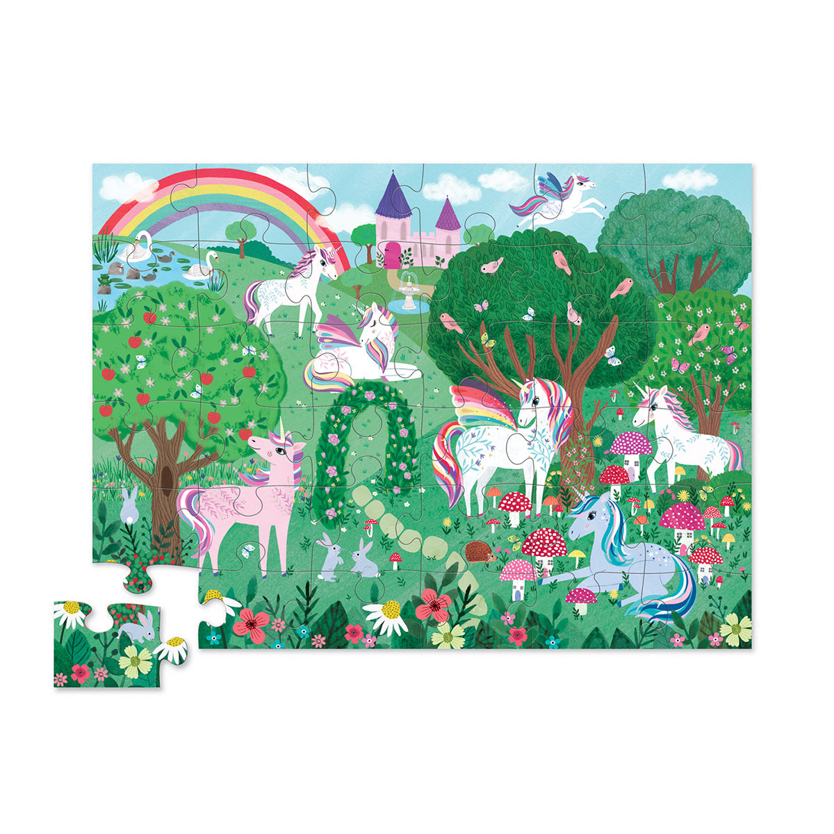 Crocodile Creek 36-Piece Floor Puzzle - Unicorn Dreams (40775) — finished puzzle