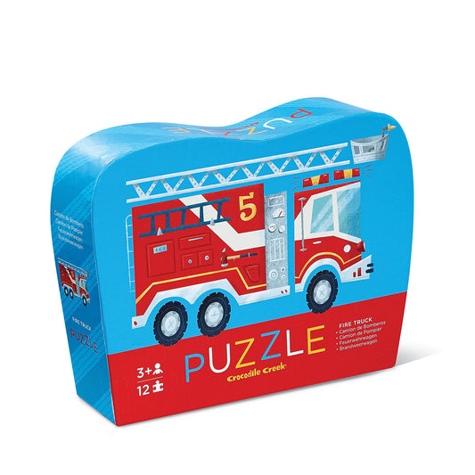 Crocodile Creek 12-Piece Mini Puzzle - Fire Truck (41158) — shaped box