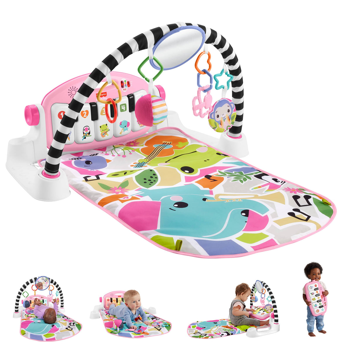 Fisher-Price Glow and Grow Kick & Play Piano Gym, Pink (HRB14)