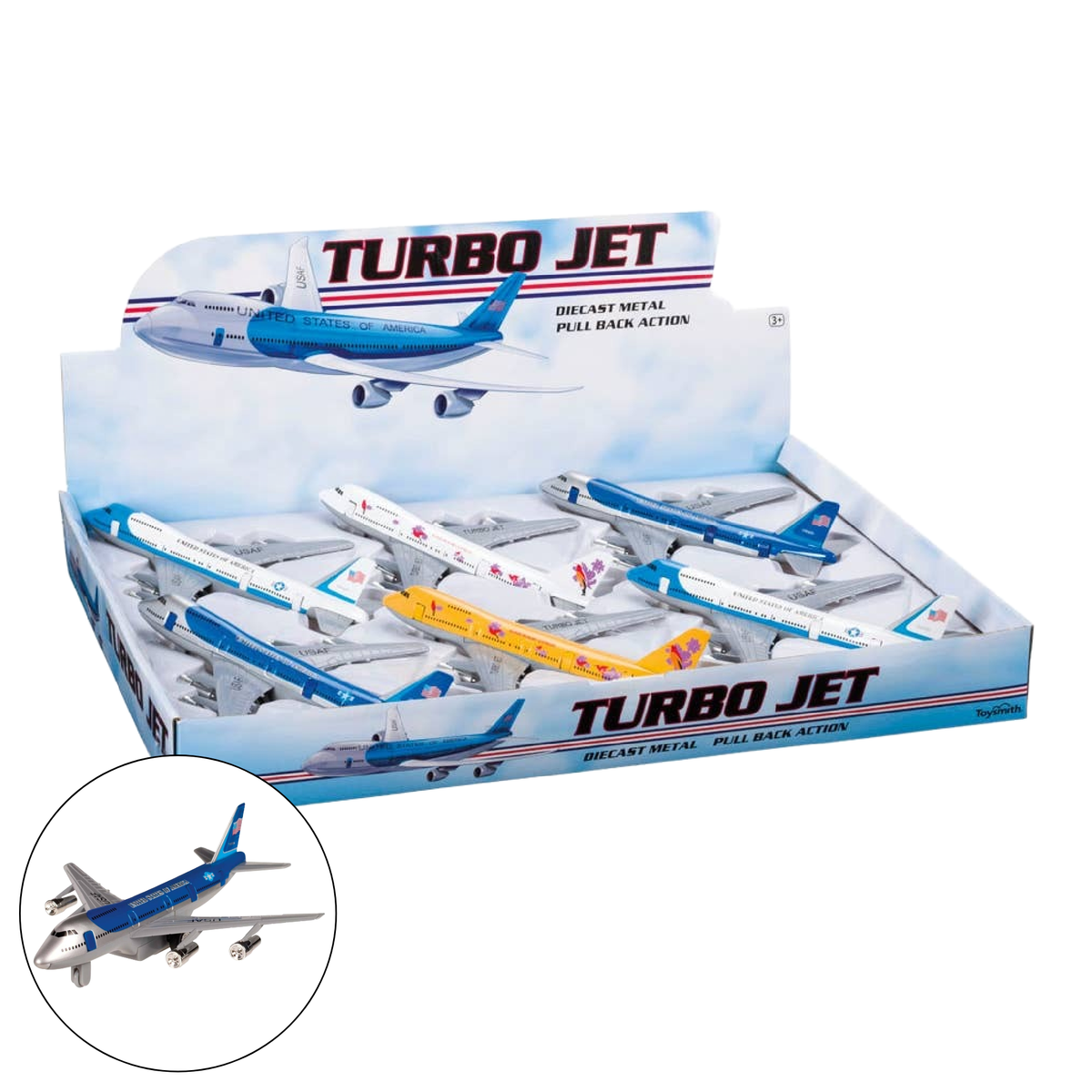 Toysmith die-cast pull-back Turbo Jet