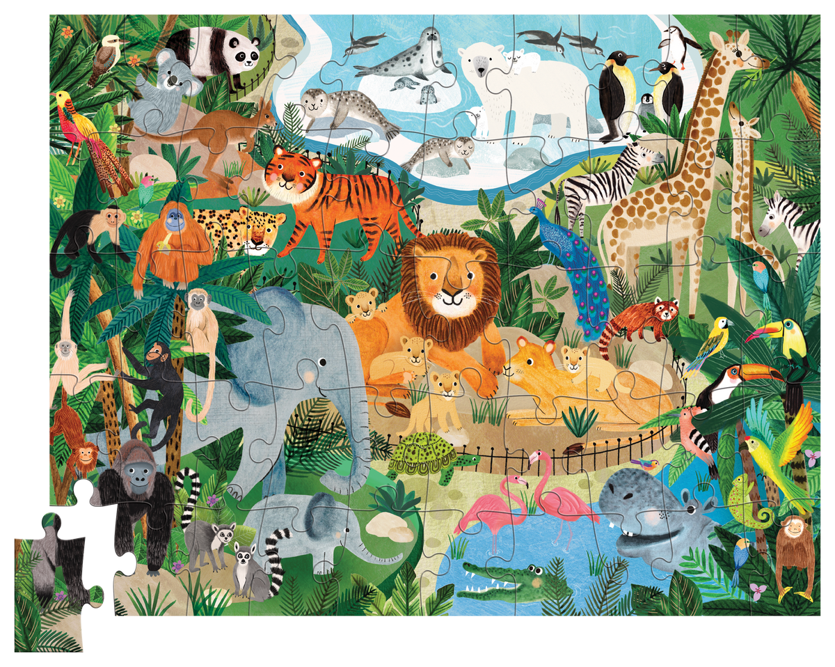 Crocodile Creek 50-Piece House Puzzle - Zoo (41628) — finished puzzle