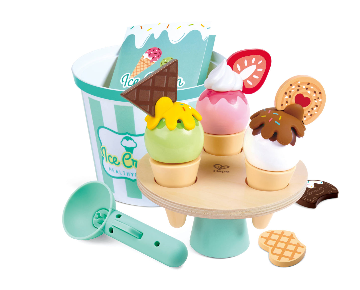 Wooden Ice Cream Parlor Play Set with Cones & Scoop