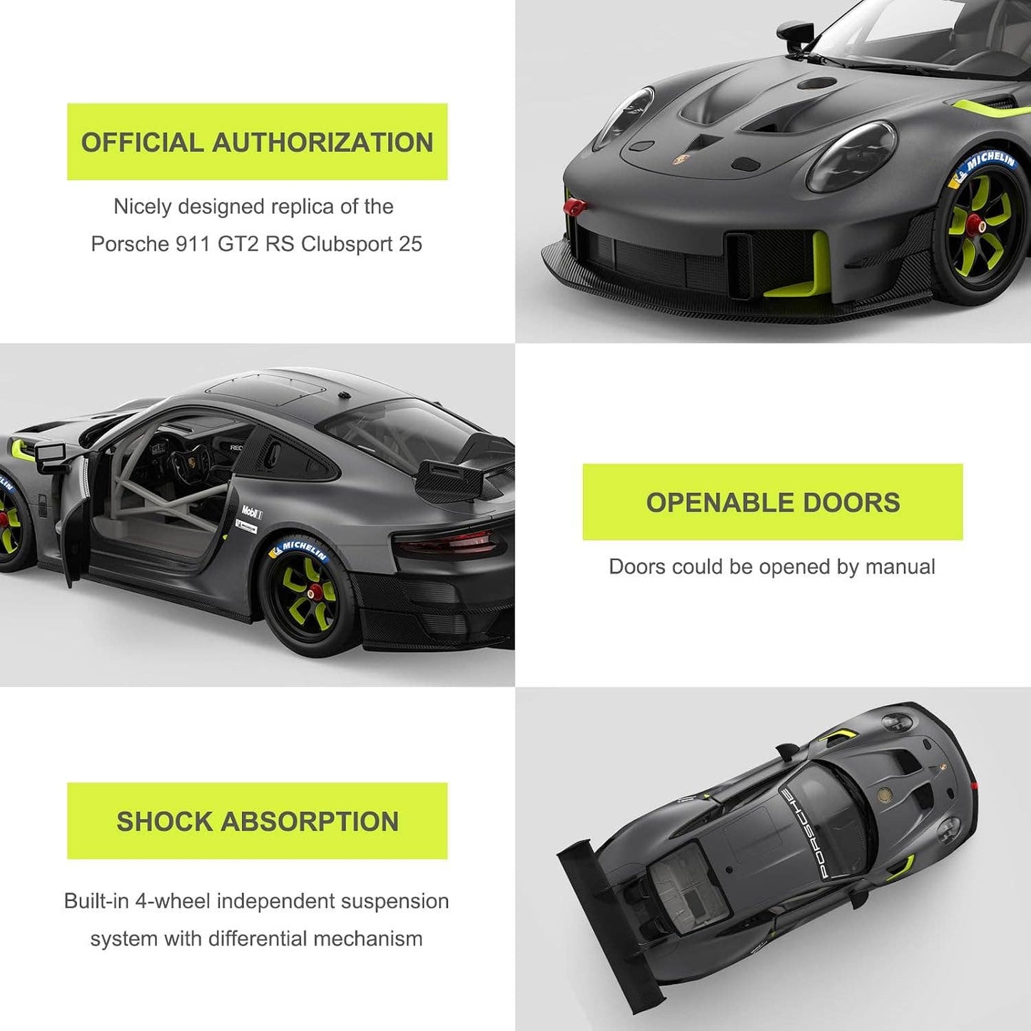 1:14 Scale RC Porsche 911 GT2 RS Remote Control Sports Car