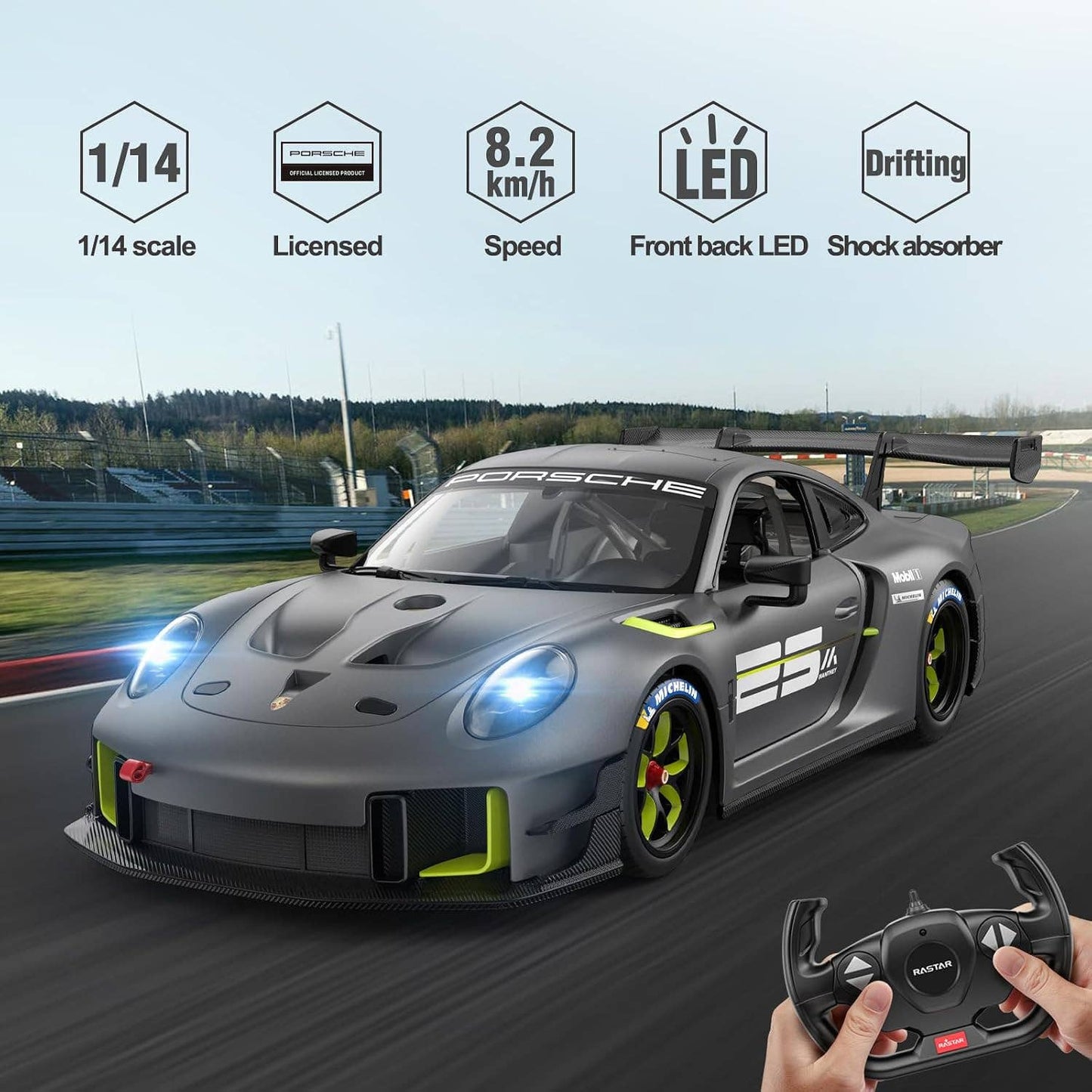 1:14 Scale RC Porsche 911 GT2 RS Remote Control Sports Car