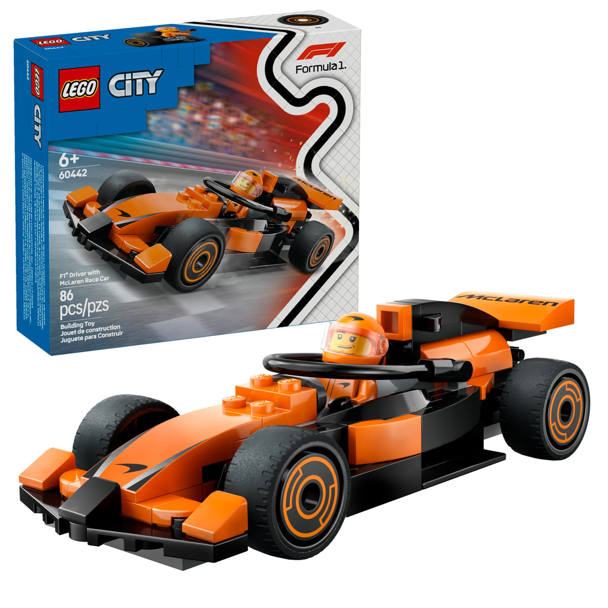 LEGO City F1 Driver with McLaren Race Car (60442) box