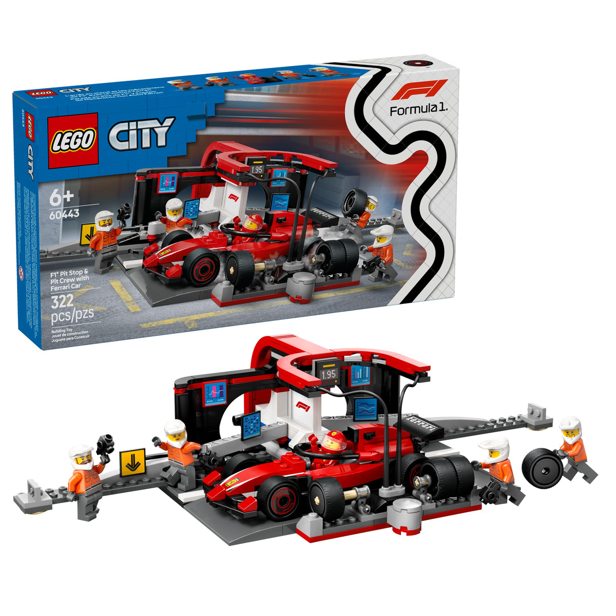 LEGO City F1 Pit Stop & Pit Crew with Ferrari Car (60443) box