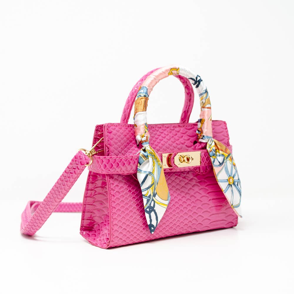 Tiny Treats crocodile scarf handbag, hot pink