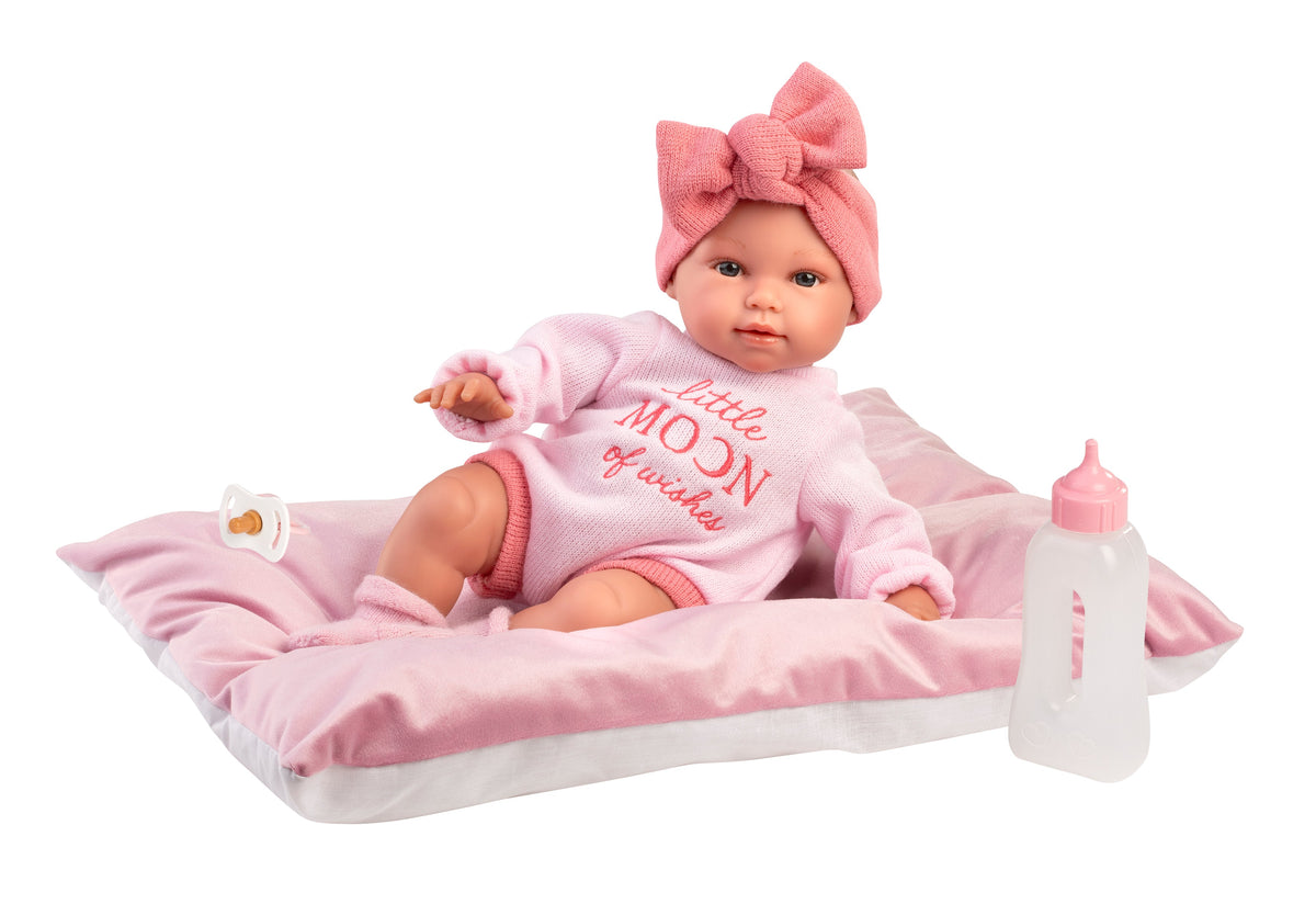 Llorens Carmen 15" Soft Body Newborn Doll with Cushion (LL63808) — on cushion