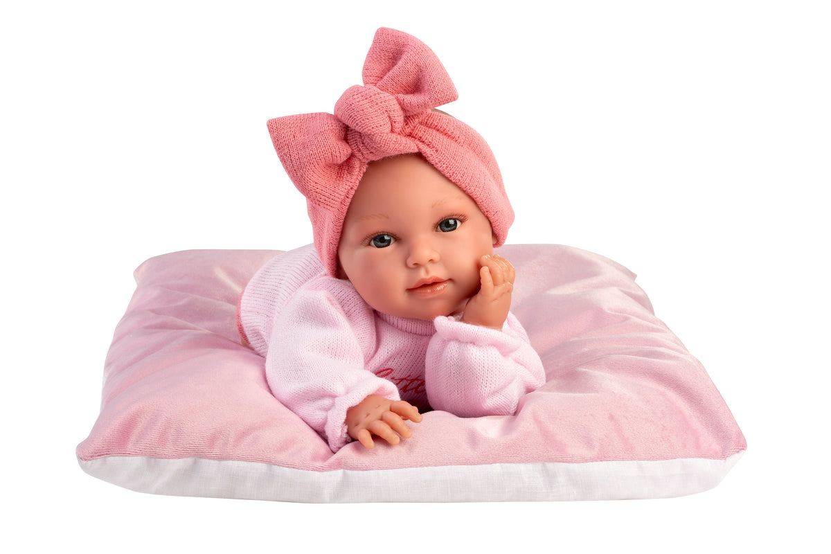 Llorens Carmen 15" Soft Body Newborn Doll with Cushion (LL63808) — on cushion