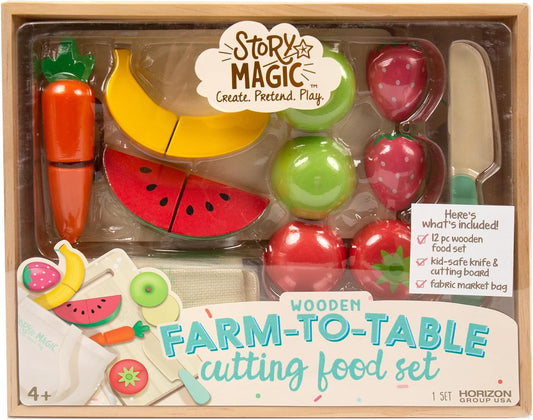 Story Magic Wooden Farm-to-Table Cutting Food Set — box front