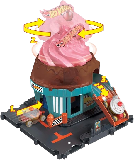 Hot Wheels City Downtown Ice Cream Swirl Track Set (HTN77)